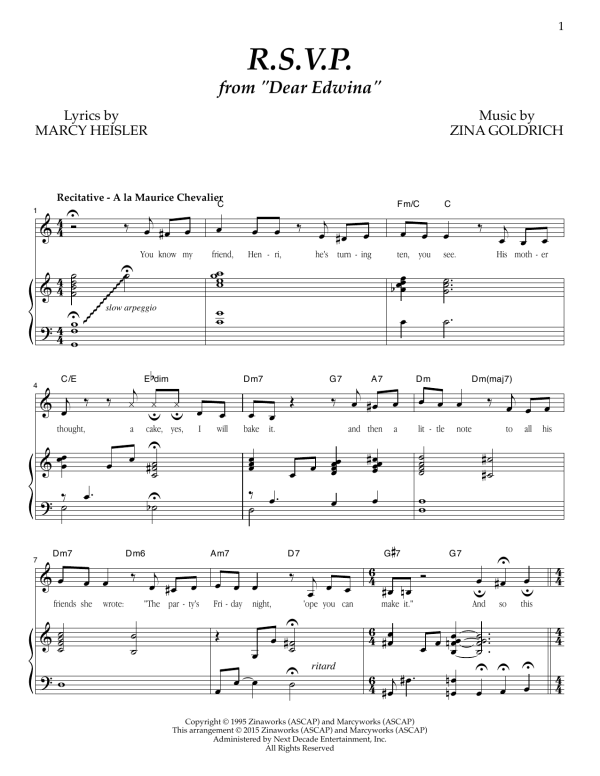 Goldrich & Heisler R.S.V.P. Musik Noten - Piano & Vocal - 78340-0