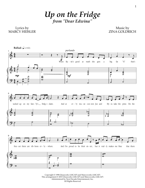 Goldrich & Heisler Up On The Fridge Musik Noten - Piano & Vocal - 161288-0