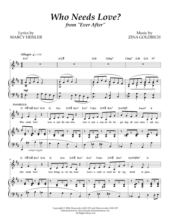 Goldrich & Heisler Who Needs Love? Musik Noten - Piano & Vocal - 174493-0