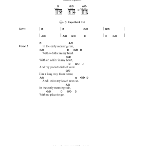 Gordon Lightfoot Early Mornin' Rain Musik Noten - Guitar Chords/Lyrics - 40606-0