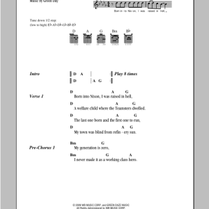 Green Day 21st Century Breakdown Musik Noten - Guitar Chords/Lyrics - 94089-0