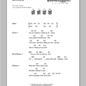 Green Day Geek Stink Breath Musik Noten - Guitar Chords/Lyrics - 94091-0