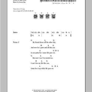 Green Day J.A.R. (Jason Andrew Relva) Musik Noten - Guitar Chords/Lyrics - 94086-0
