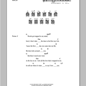Green Day When It's Time Musik Noten - Guitar Chords/Lyrics - 94121-0