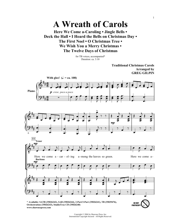 Greg Gilpin A Wreath Of Carols Musik Noten - TB Choir - 158922-0