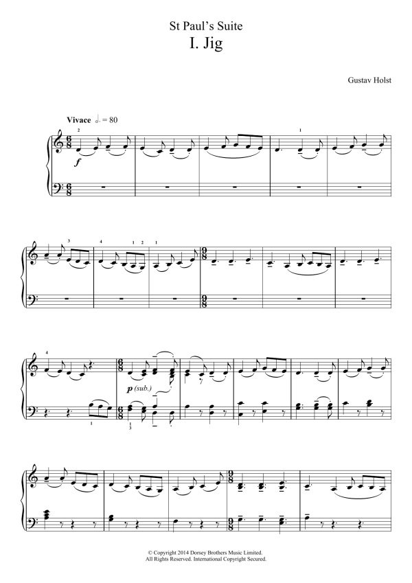 Gustav Holst St. Paul's Suite- I. Jig Musik Noten - Piano Solo - 119931-0