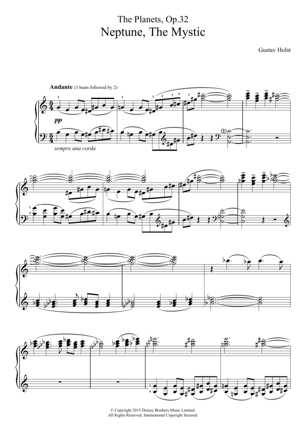 Gustav Holst The Planets, Op. 32 - Neptune, The Mystic Musik Noten - Piano Solo - 121433-0