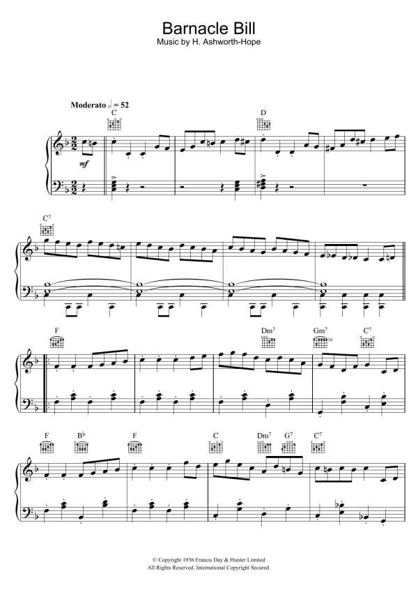 H. Ashworth-Hope Barnacle Bill (Theme from Blue Peter) Musik Noten - Piano Solo - 107429-0