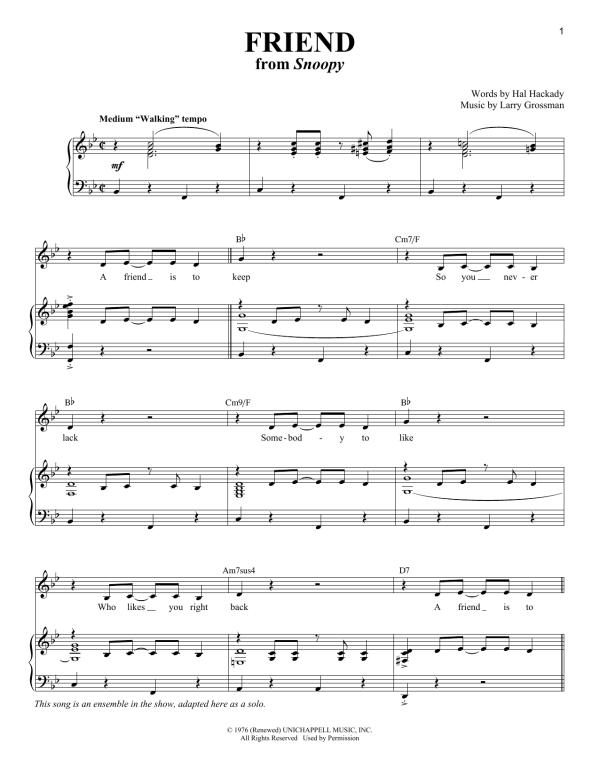 Hal Clayton Hackady Friend Musik Noten - Piano & Vocal - 71225-0
