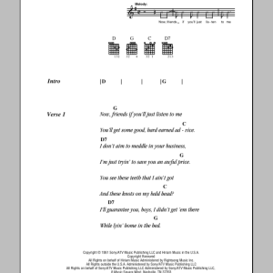 Hank Williams I've Been Down That Road Before Musik Noten - Guitar Chords/Lyrics - 78907-0