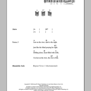 Hank Williams Lost On The River Musik Noten - Guitar Chords/Lyrics - 78924-0