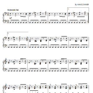 Hans Zimmer 160 BPM Musik Noten - Piano Solo - 71629-0