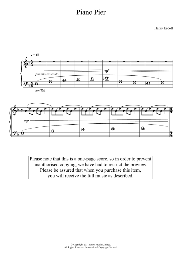 Harry Escott Piano Pier Musik Noten - Piano Solo - 123633-0