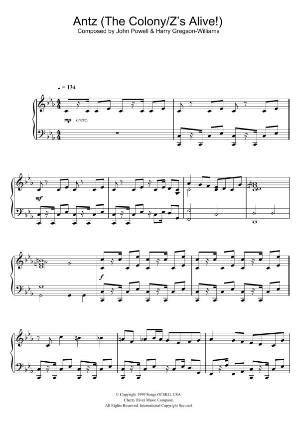 Harry Gregson-Williams, John Powell Antz (The Colony/Z's Alive!) Musik Noten - Piano Solo - 47000-0