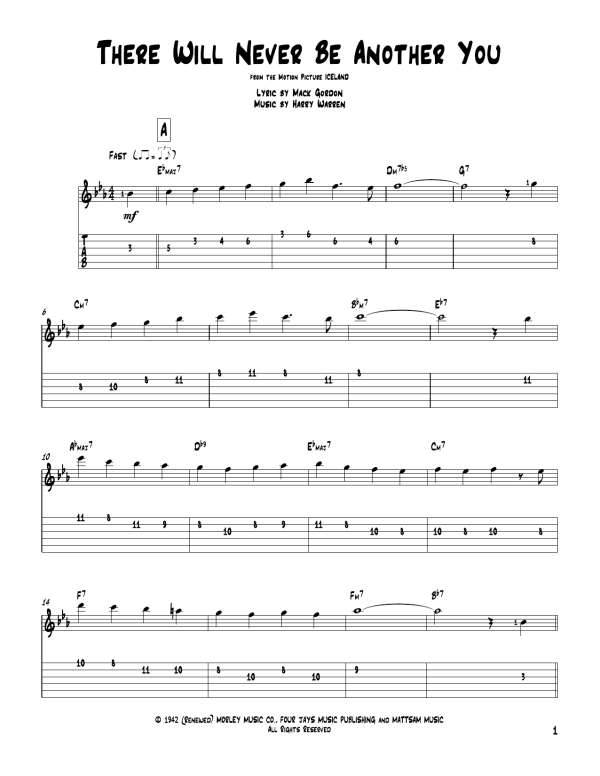 Harry Warren There Will Never Be Another You Musik Noten - Solo Guitar - 160335-0