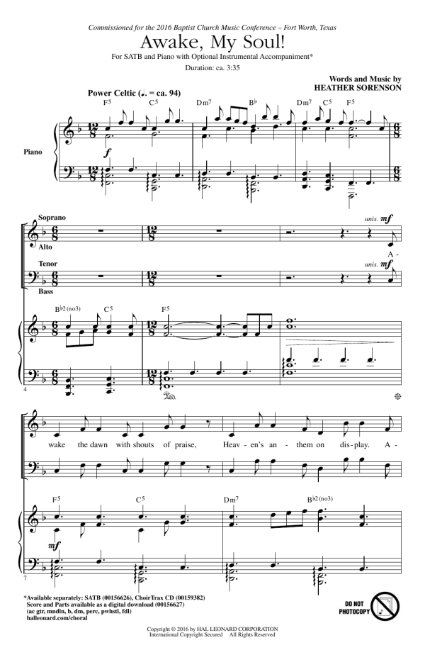 Heather Sorenson Awake, My Soul! Musik Noten - SATB Choir - 165148-0