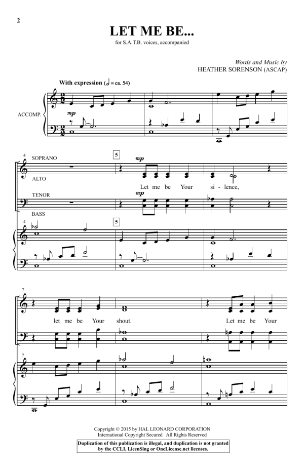 Heather Sorenson Let Me Be... Musik Noten - SATB Choir - 159183-0