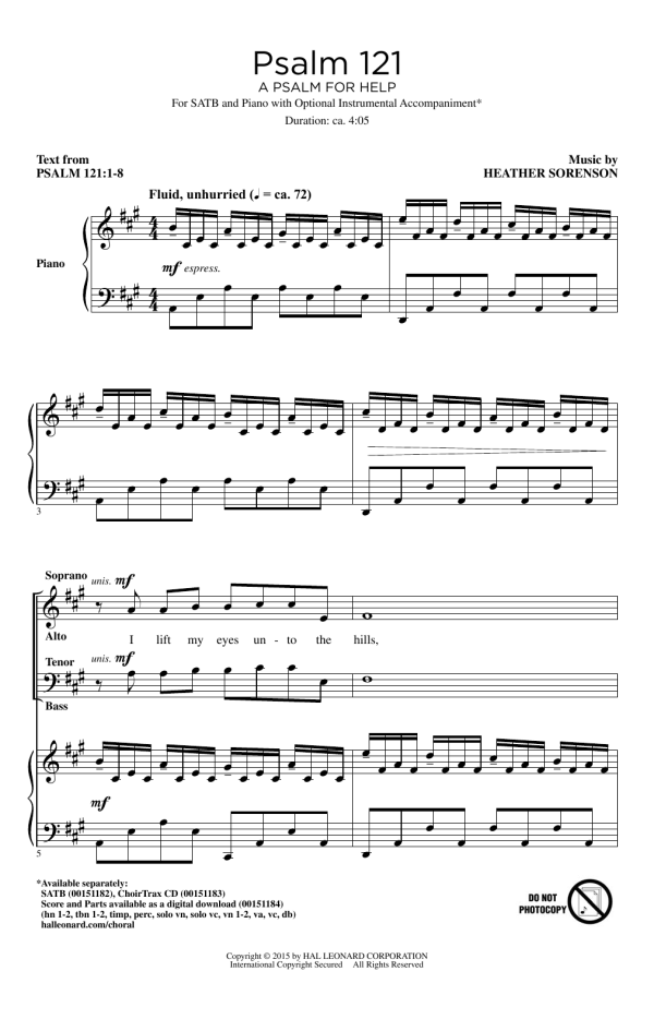 Heather Sorenson Psalm 121 (A Psalm For Help) Musik Noten - SATB Choir - 161942-0