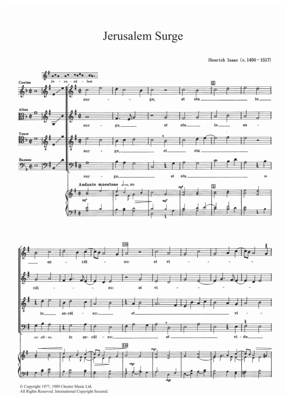 Heinrich Isaac Jerusalem Surge Musik Noten - SATB Choir - 121928-0