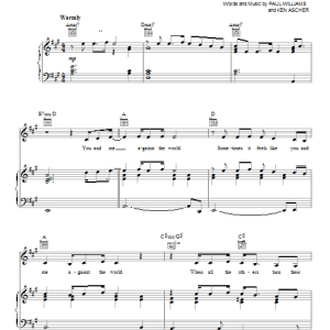 Helen Reddy You And Me Against The World Musik Noten - Piano, Vocal & Guitar Chords - 19390-0