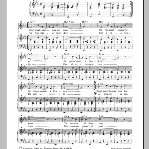 Henri Salvador 24 Heures Tous Les Jours Musik Noten - Piano, Vocal & Guitar Chords - 114868-0