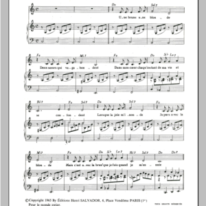 Henri Salvador Brune Et La Blonde Musik Noten - Piano & Vocal - 115105-0