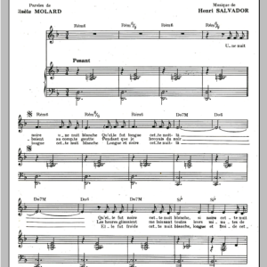 Henri Salvador Cette Nuit La Musik Noten - Piano & Vocal - 114935-0