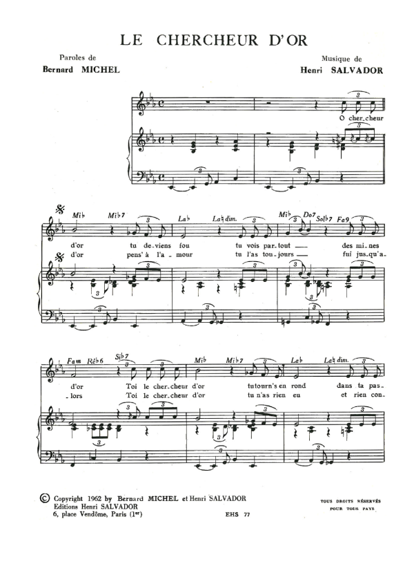 Henri Salvador Chercheur D'or Musik Noten - Piano & Vocal - 115149-0