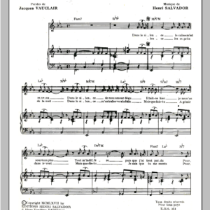 Henri Salvador Dans Le Silence Musik Noten - Piano & Vocal - 114975-0
