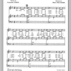 Henri Salvador Depuis Le Temps Musik Noten - Piano & Vocal - 114997-0