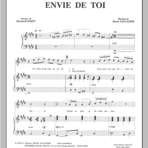 Henri Salvador Envie De Toi Musik Noten - Piano & Vocal - 115021-0