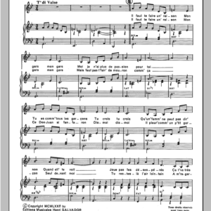 Henri Salvador Faut Te Faire Une Raison Musik Noten - Piano & Vocal - 115028-0