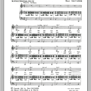 Henri Salvador Garcon Des Iles (Adapt De I Will Live My Life For You) Musik Noten - Piano & Vocal - 115566-0
