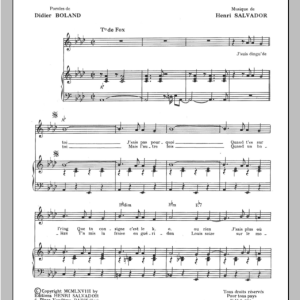 Henri Salvador J Suis Ding De Toi (Aka J'suis Dingu' De Toi) Musik Noten - Piano & Vocal - 115100-0