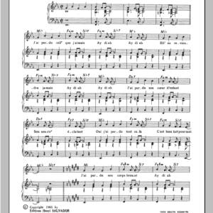 Henri Salvador J'ai Perdu Musik Noten - Piano & Vocal - 115058-0