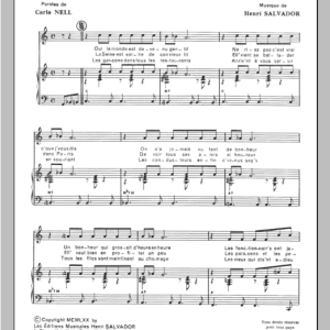 Henri Salvador J'crois Que Je Reve Musik Noten - Piano & Vocal - 115078-0