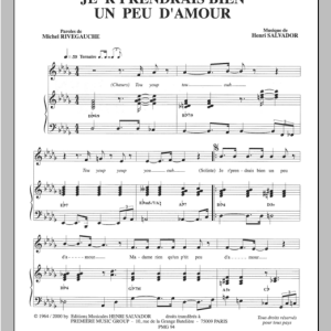 Henri Salvador Je R'prendrais Bien Un Peu D'amour Musik Noten - Piano & Vocal - 115092-0