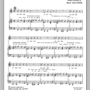 Henri Salvador Kissinger - Le Duc Tho Musik Noten - Piano & Vocal - 115098-0
