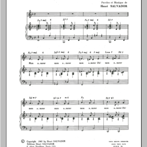 Henri Salvador Mon Amour Musik Noten - Piano & Vocal - 115357-0