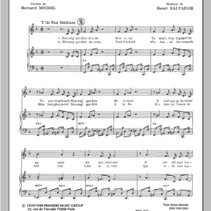 Henri Salvador Mon Ange Gardien Musik Noten - Piano & Vocal - 115358-0