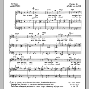 Henri Salvador Mon Oiseau Bleu Musik Noten - Piano & Vocal - 115363-0