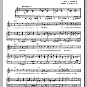 Henri Salvador Patron Musik Noten - Piano & Vocal - 115401-0