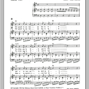 Henri Salvador Quand Tu Me Fais La Tete Musik Noten - Piano & Vocal - 115496-0