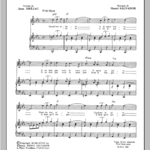 Henri Salvador Quand Un Artiste Musik Noten - Piano & Vocal - 115497-0