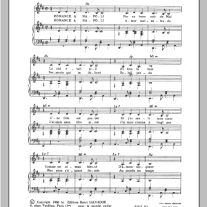 Henri Salvador Romance A Napoli Musik Noten - Piano & Vocal - 115518-0