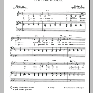 Henri Salvador Si J'etais Musique Musik Noten - Piano & Vocal - 115522-0