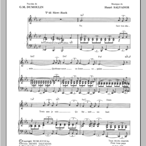 Henri Salvador Suis Ton Chemin Musik Noten - Piano & Vocal - 115533-0