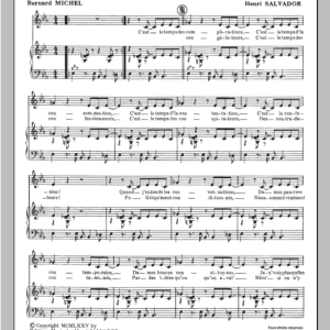 Henri Salvador Temps Des C Musik Noten - Piano & Vocal - 115258-0