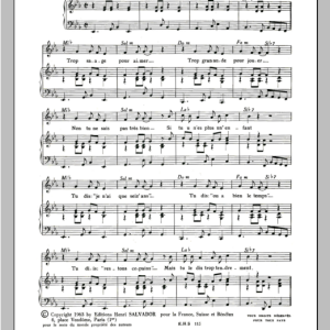 Henri Salvador Trop Sage Pour Aimer Musik Noten - Piano & Vocal - 115560-0