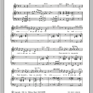 Henri Salvador Tu Cries Musik Noten - Piano & Vocal - 115558-0